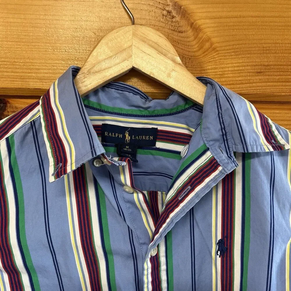Ralph Lauren Shirt Boys Medium 10-12 Striped Button Down Long Sleeve Dress Shirt